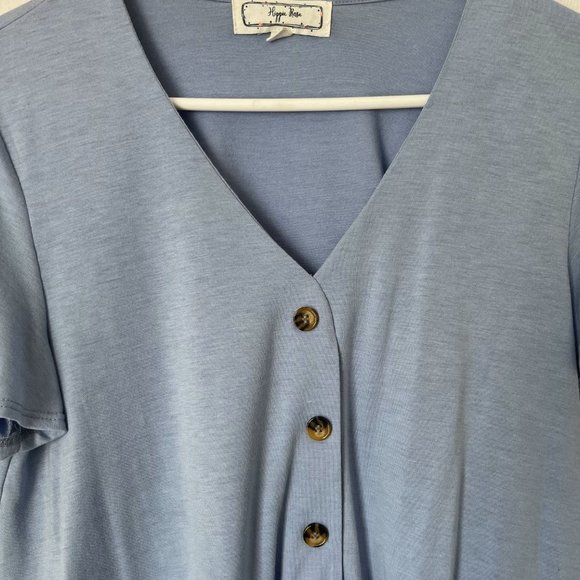 Hippie Rose Blue V Neck Shirt size M - Picture 2 of 3